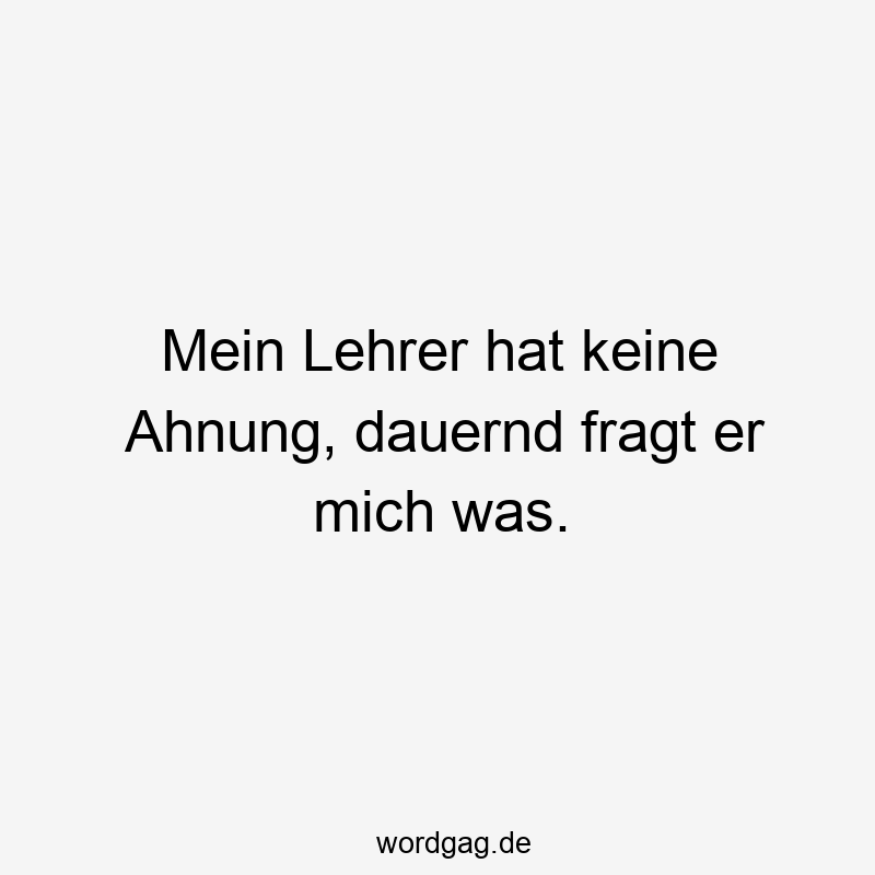 Mein Lehrer hat keine Ahnung, dauernd fragt er mich was.