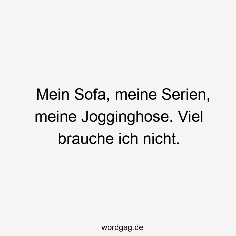 146 Lustige Freizeit Sprüche - Mein Sofa, meine Serien, meine Jogginghose. Viel brauche ich nicht.