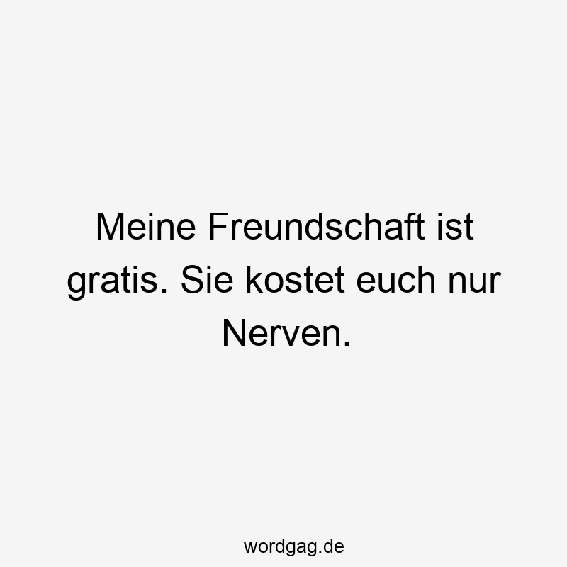 57 Lustige Nerven Sprüche - Meine Freundschaft ist gratis. Sie kostet euch nur Nerven.