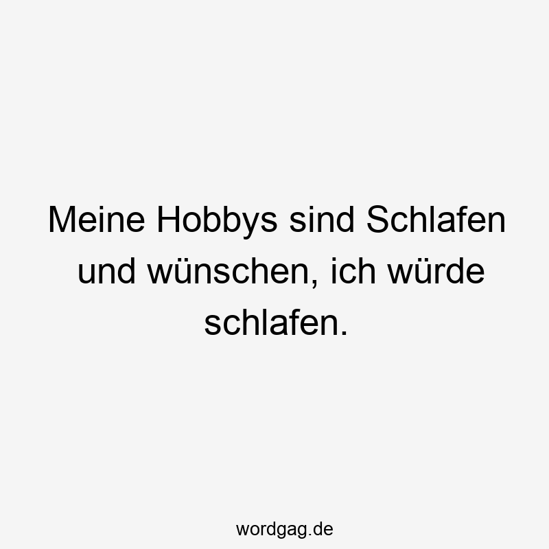Lustige Sprüche: Hobbys - Meine Hobbys sind Schlafen und wünschen, ich würde schlafen.