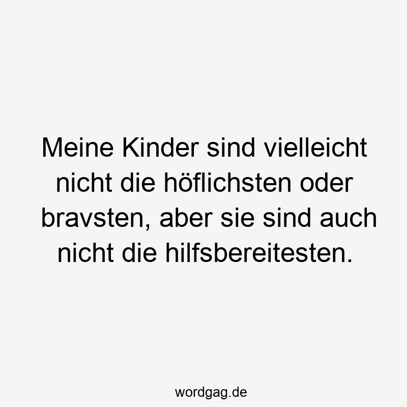 Meine Kinder sind vielleicht nicht die höflichsten oder bravsten, aber sie sind auch nicht die hilfsbereitesten.