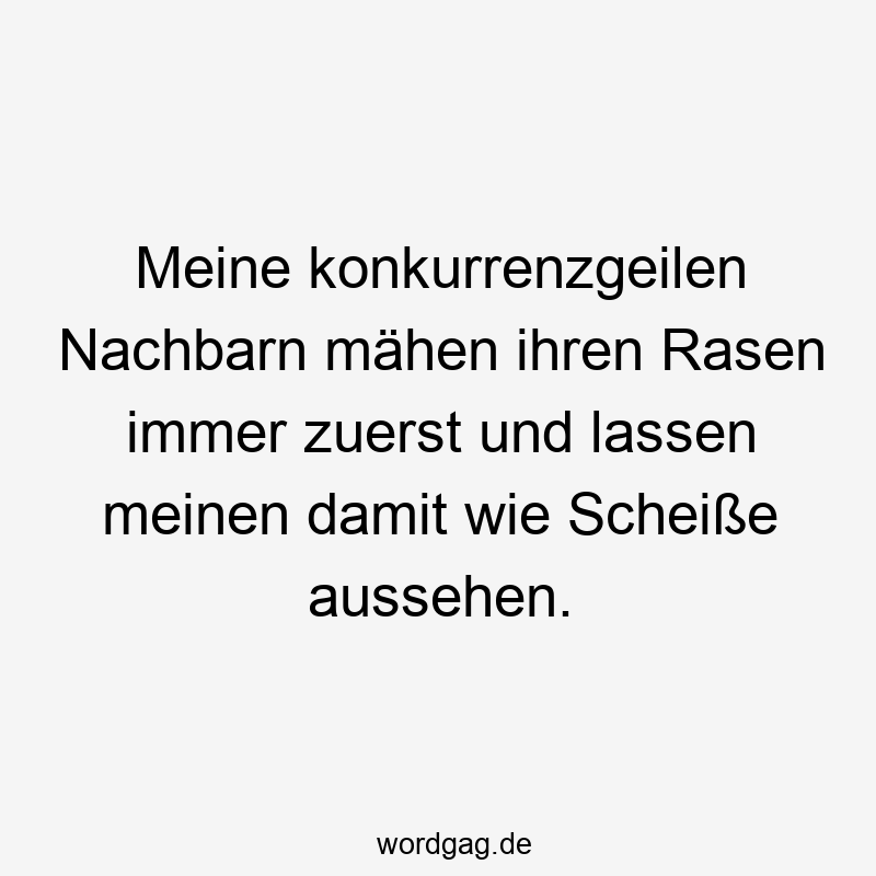 195 Lustige lassen Sprüche - Meine konkurrenzgeilen Nachbarn mähen ihren Rasen immer zuerst und lassen meinen damit wie Scheiße aussehen.