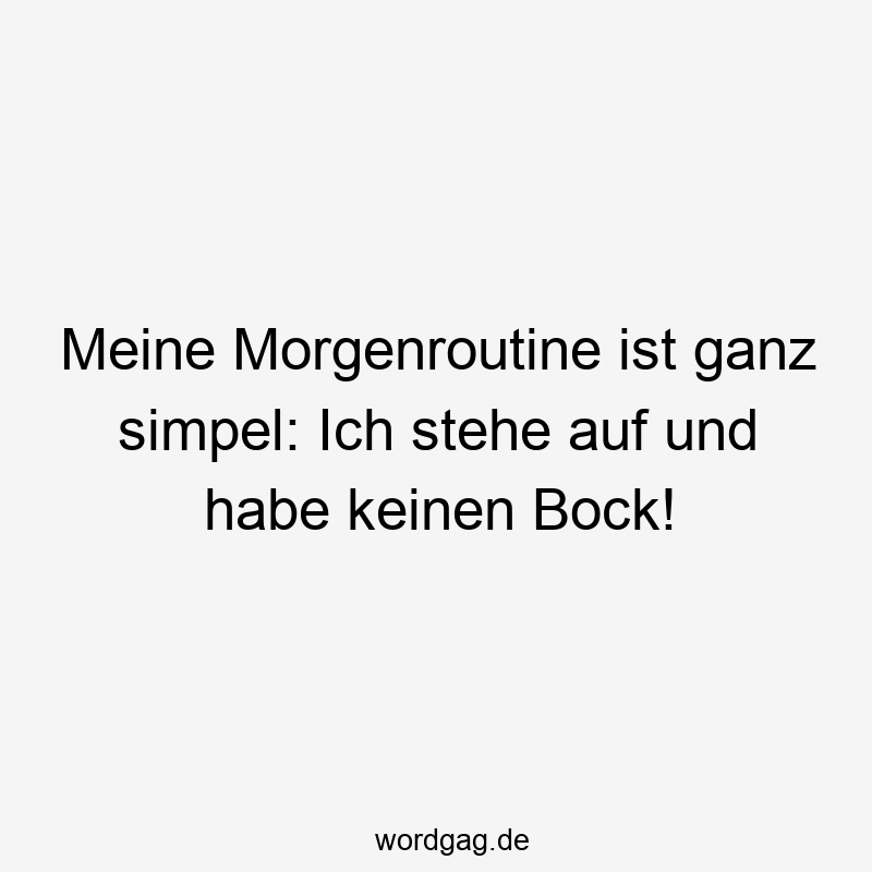 Meine Morgenroutine ist ganz simpel: Ich stehe auf und habe keinen Bock!