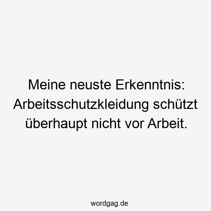 Meine neuste Erkenntnis: Arbeitsschutzkleidung schützt überhaupt nicht vor Arbeit.