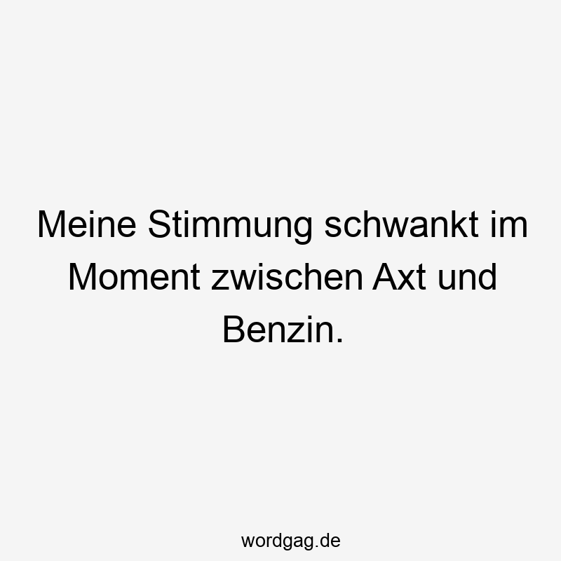 Lustige Sprüche: schwankt - Meine Stimmung schwankt im Moment zwischen Axt und Benzin.