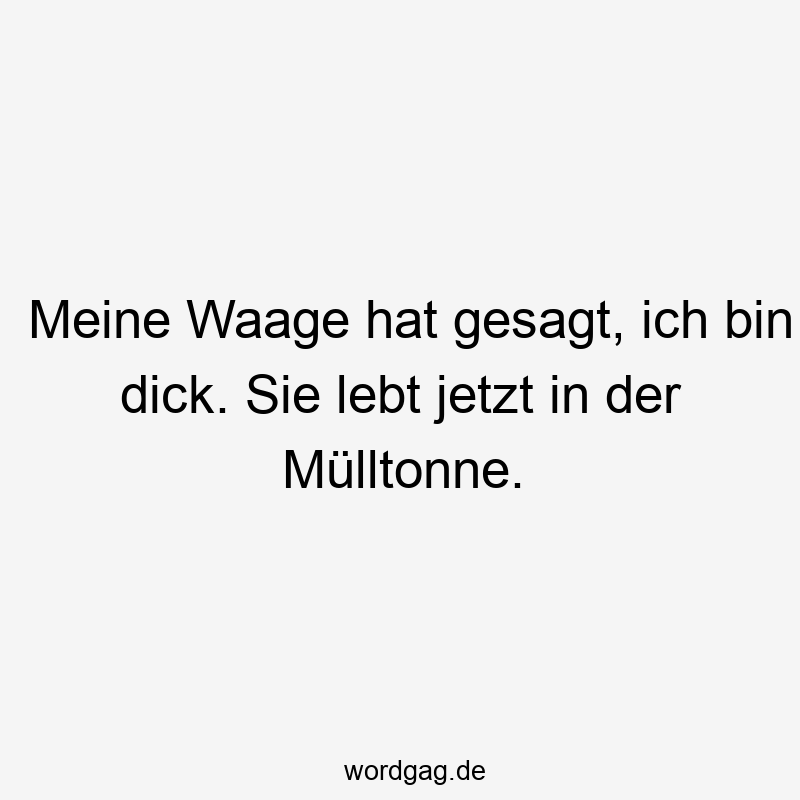Meine Waage hat gesagt, ich bin dick. Sie lebt jetzt in der Mülltonne.