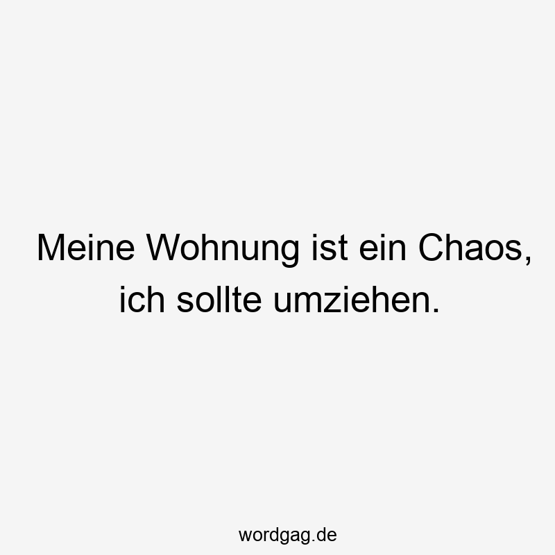 Meine Wohnung ist ein Chaos, ich sollte umziehen.