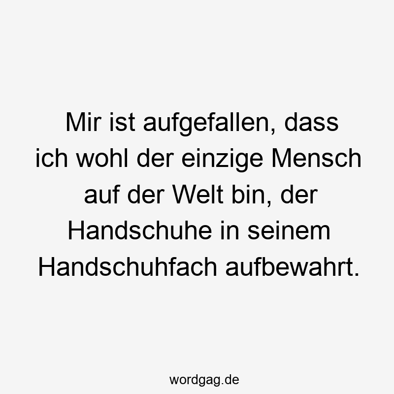 Mir ist aufgefallen, dass ich wohl der einzige Mensch auf der Welt bin, der Handschuhe in seinem Handschuhfach aufbewahrt.
