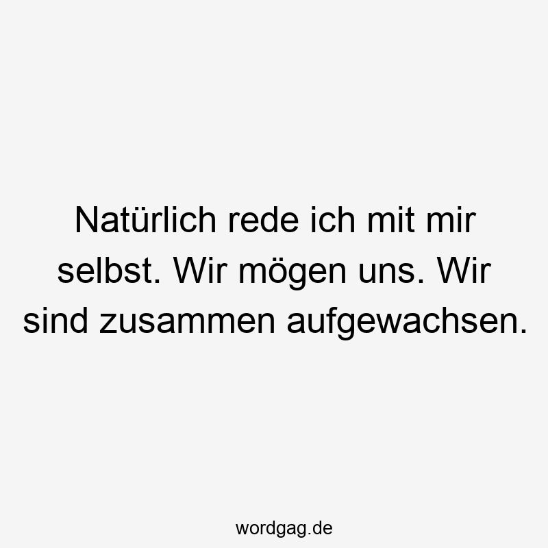 Natürlich rede ich mit mir selbst. Wir mögen uns. Wir sind zusammen aufgewachsen.