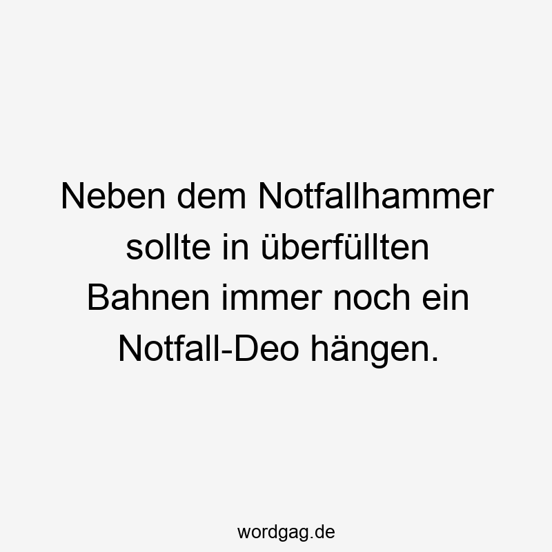 Neben dem Notfallhammer sollte in überfüllten Bahnen immer noch ein Notfall-Deo hängen.