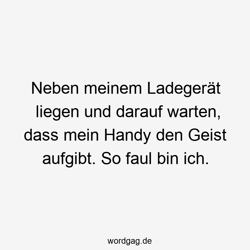 Neben meinem Ladegerät liegen und darauf warten, dass mein Handy den Geist aufgibt. So faul bin ich.