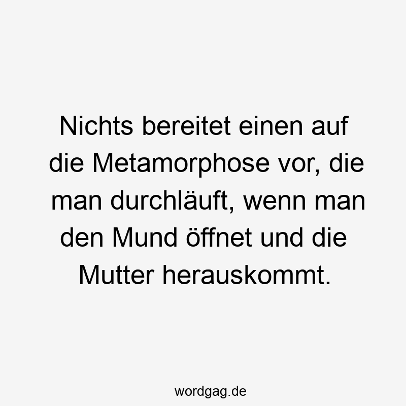 Nichts bereitet einen auf die Metamorphose vor, die man durchläuft, wenn man den Mund öffnet und die Mutter herauskommt.