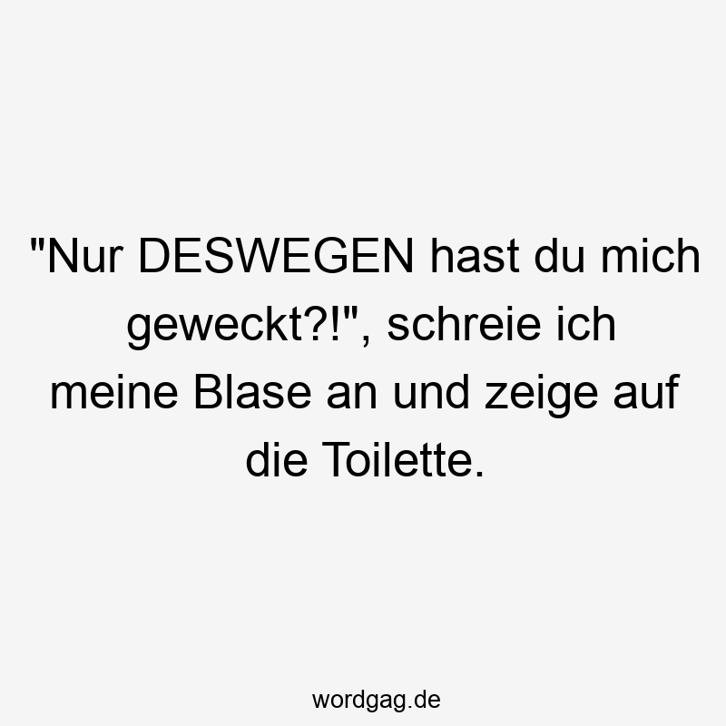 „Nur DESWEGEN hast du mich geweckt?!“, schreie ich meine Blase an und zeige auf die Toilette.