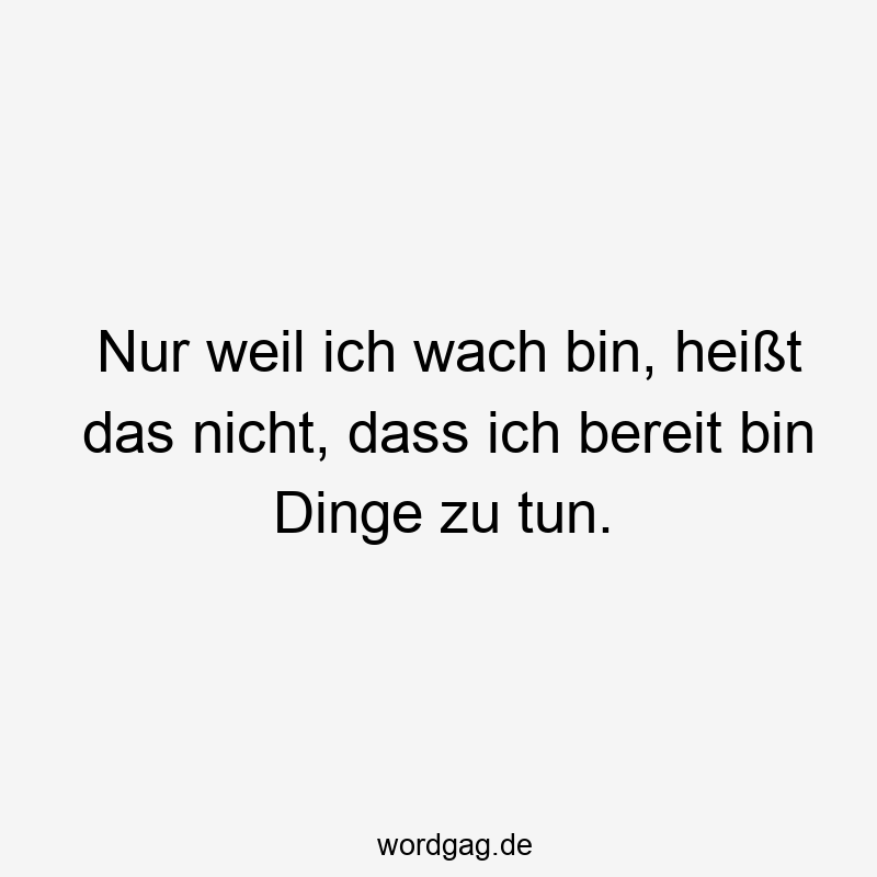 Nur weil ich wach bin, heißt das nicht, dass ich bereit bin Dinge zu tun.