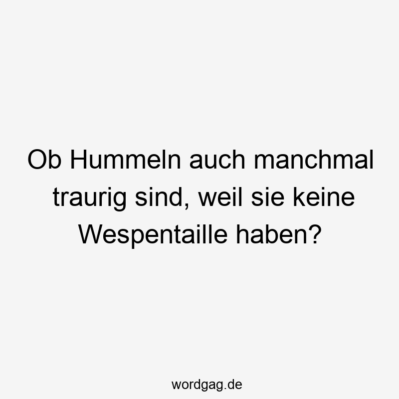 Ob Hummeln auch manchmal traurig sind, weil sie keine Wespentaille haben?