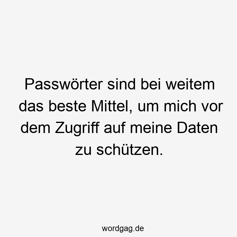 Passwörter sind bei weitem das beste Mittel, um mich vor dem Zugriff auf meine Daten zu schützen.