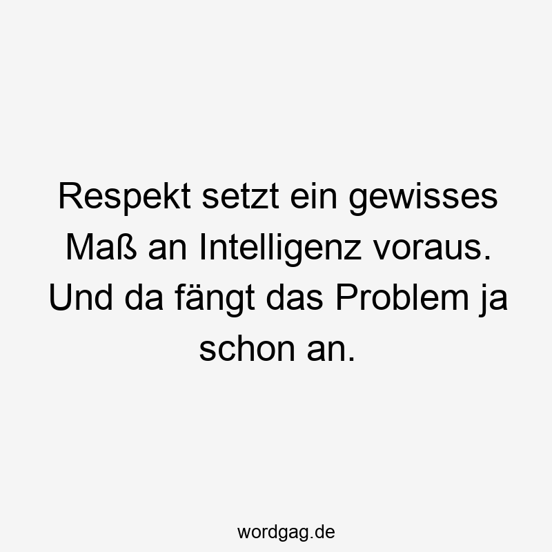 Respekt setzt ein gewisses Maß an Intelligenz voraus. Und da fängt das Problem ja schon an.