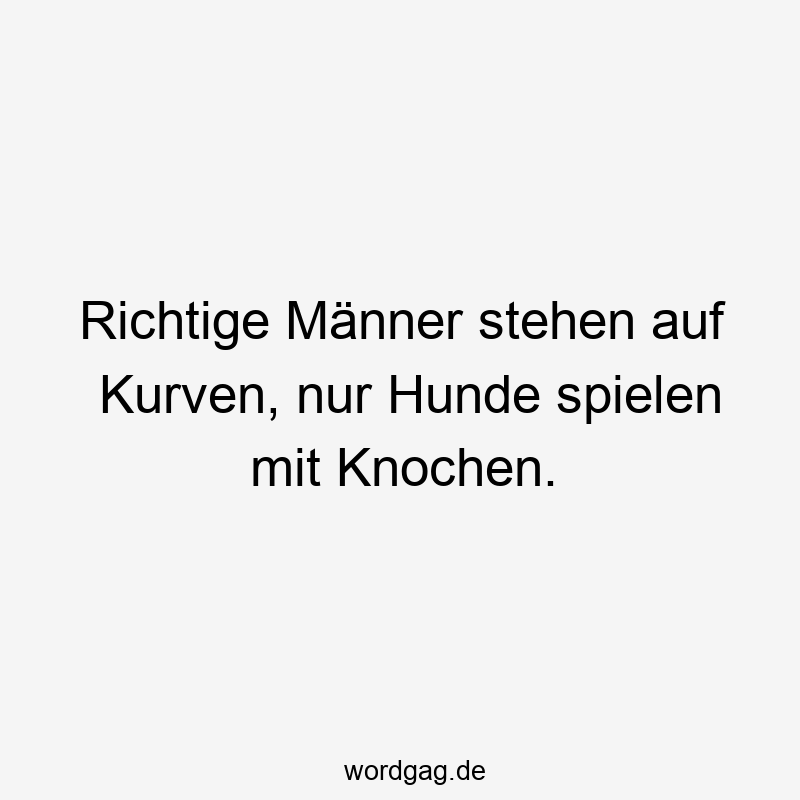 Richtige Männer stehen auf Kurven, nur Hunde spielen mit Knochen.