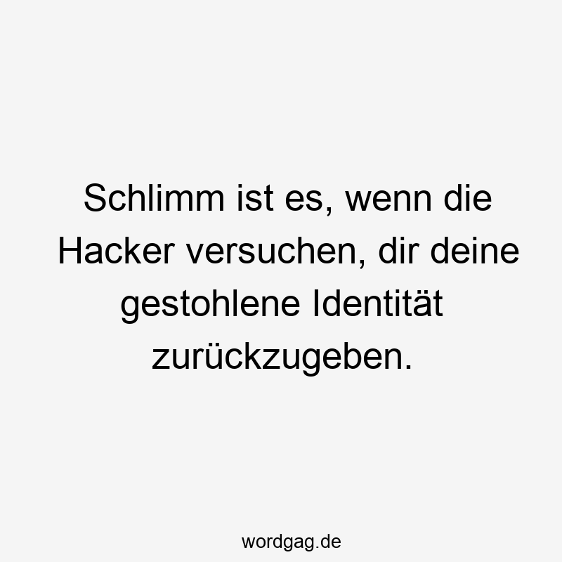 Schlimm ist es, wenn die Hacker versuchen, dir deine gestohlene Identität zurückzugeben.