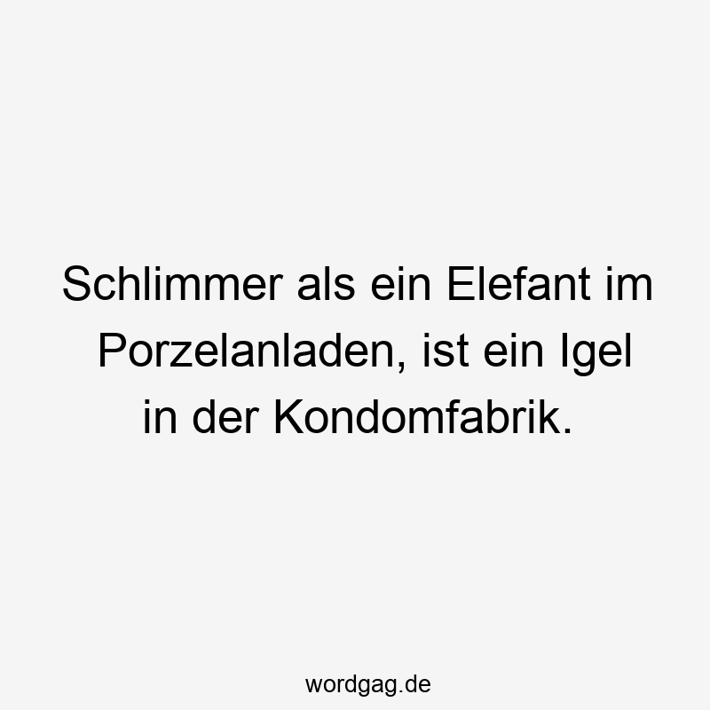 Schlimmer als ein Elefant im Porzelanladen, ist ein Igel in der Kondomfabrik.