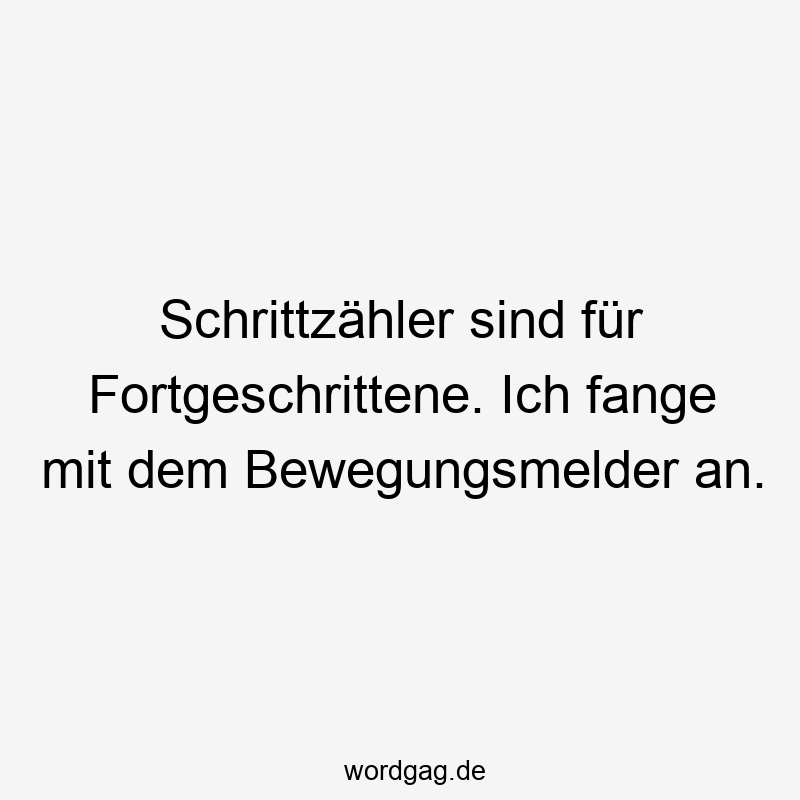 Schrittzähler sind für Fortgeschrittene. Ich fange mit dem Bewegungsmelder an.