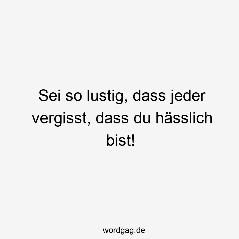 Sei so lustig, dass jeder vergisst, dass du hässlich bist!