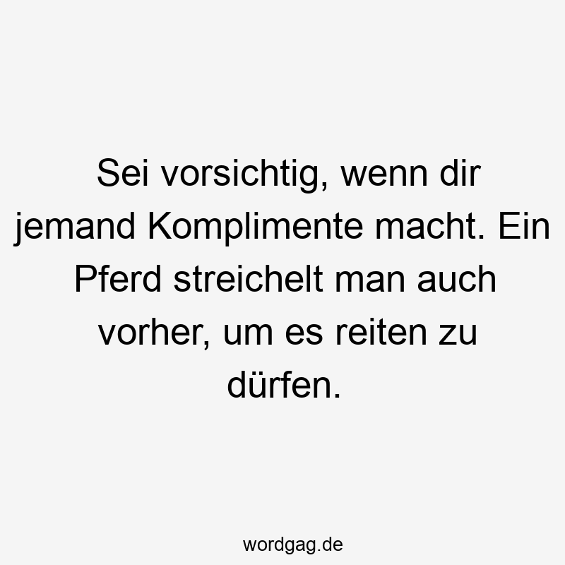 Sei vorsichtig, wenn dir jemand Komplimente macht. Ein Pferd streichelt man auch vorher, um es reiten zu dürfen.