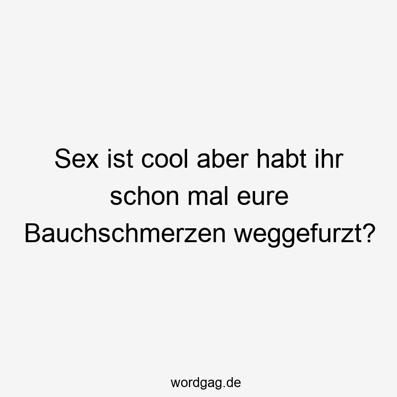 Sex ist cool aber habt ihr schon mal eure Bauchschmerzen weggefurzt?