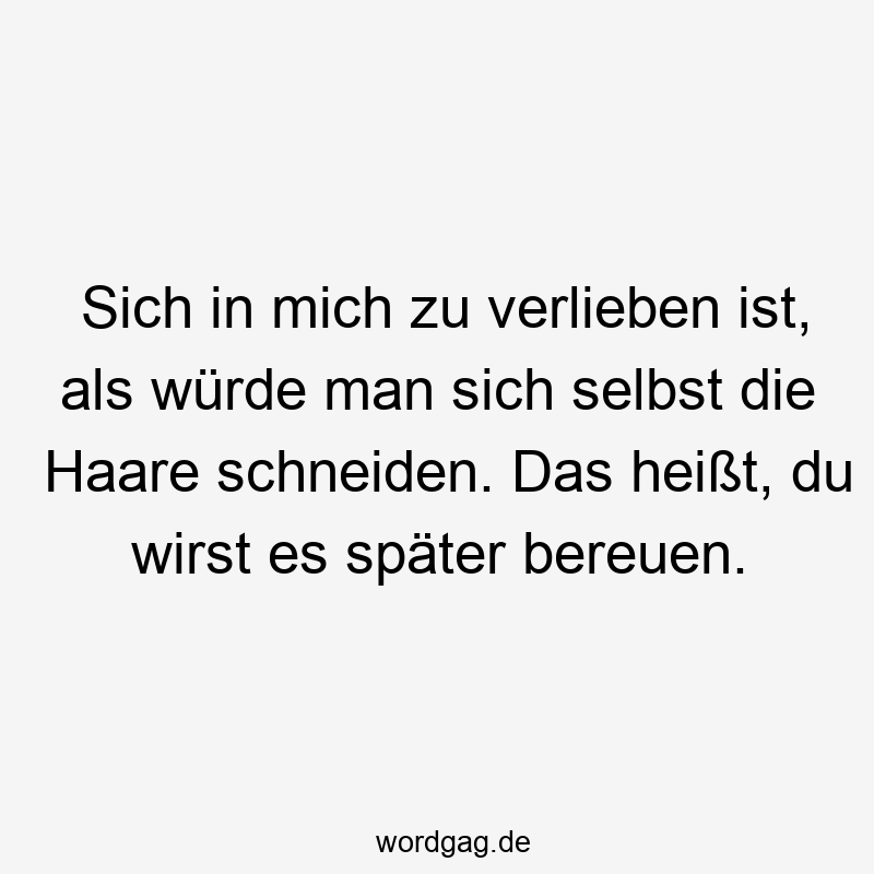 Sich in mich zu verlieben ist, als würde man sich selbst die Haare schneiden. Das heißt, du wirst es später bereuen.