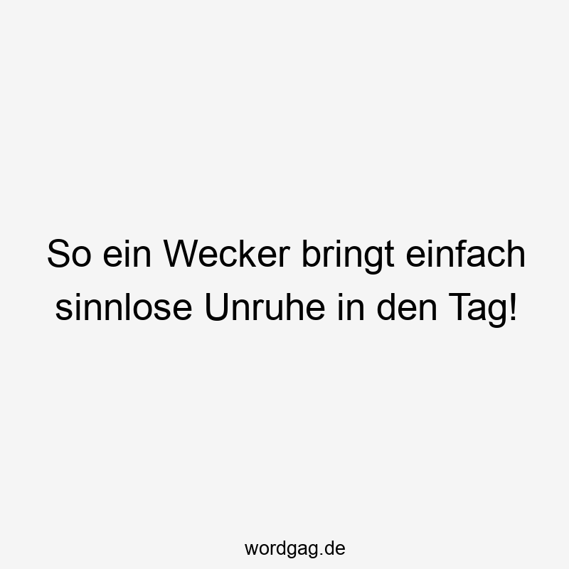 So ein Wecker bringt einfach sinnlose Unruhe in den Tag!