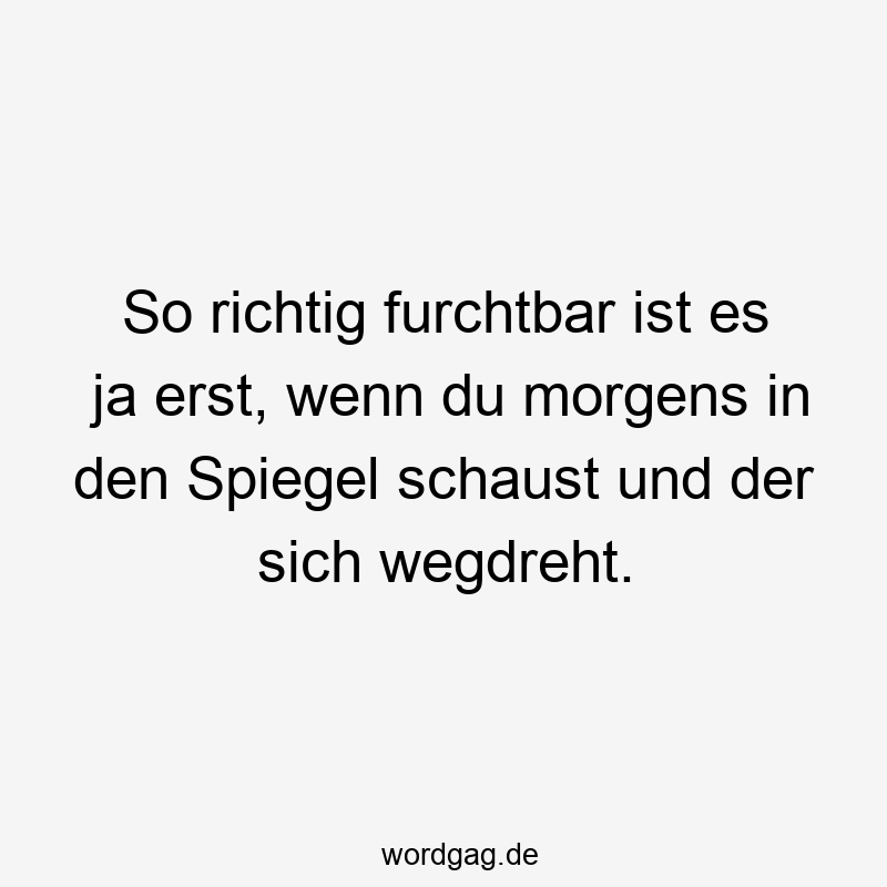 So richtig furchtbar ist es ja erst, wenn du morgens in den Spiegel schaust und der sich wegdreht.