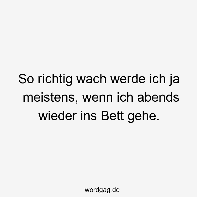 So richtig wach werde ich ja meistens, wenn ich abends wieder ins Bett gehe.