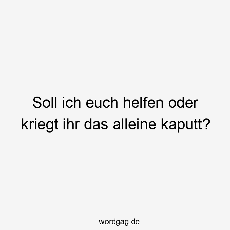 Soll ich euch helfen oder kriegt ihr das alleine kaputt?