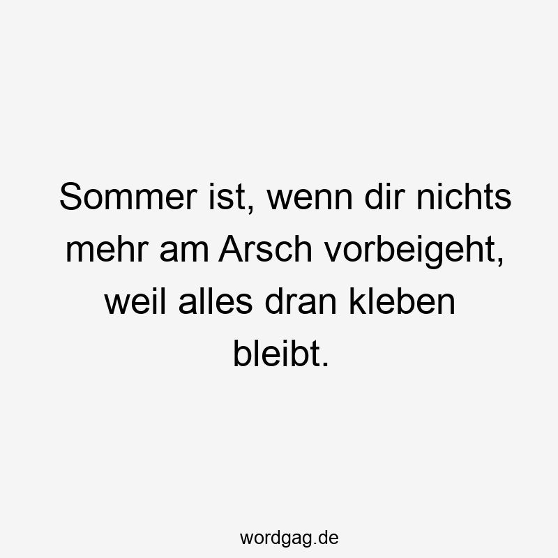 Sommer ist, wenn dir nichts mehr am Arsch vorbeigeht, weil alles dran kleben bleibt.