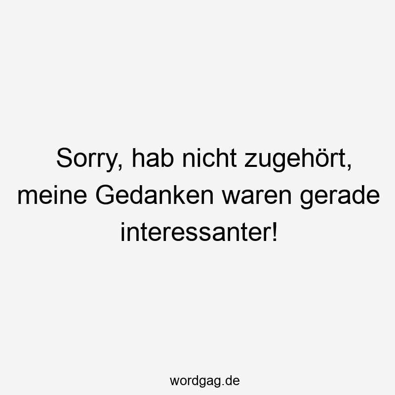 Sorry, hab nicht zugehört, meine Gedanken waren gerade interessanter!