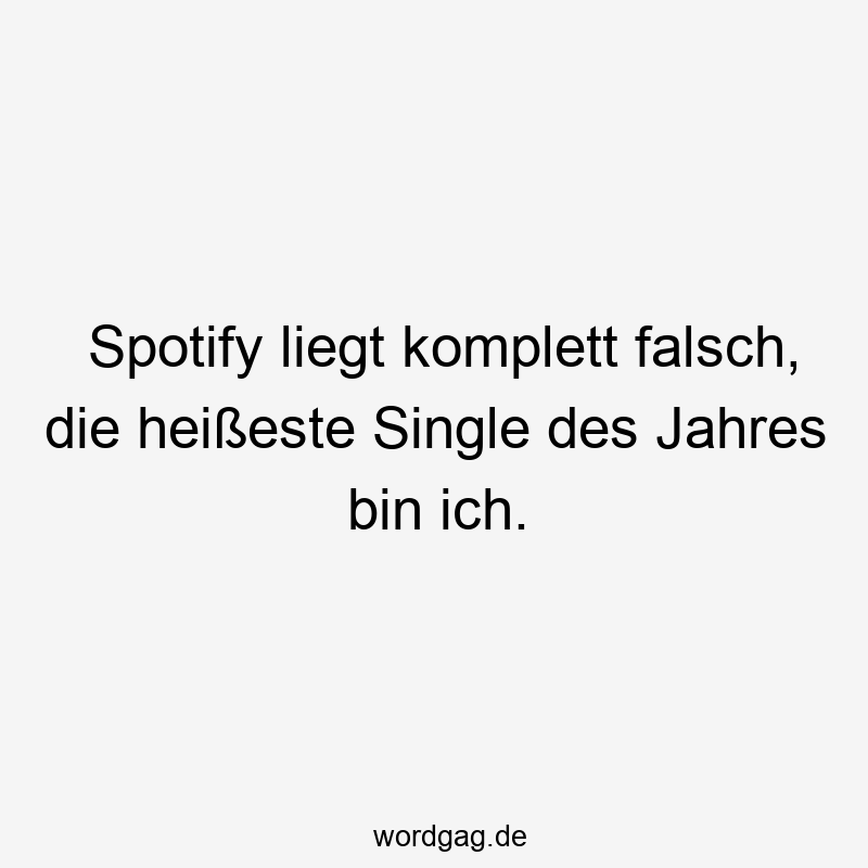 Spotify liegt komplett falsch, die heißeste Single des Jahres bin ich.