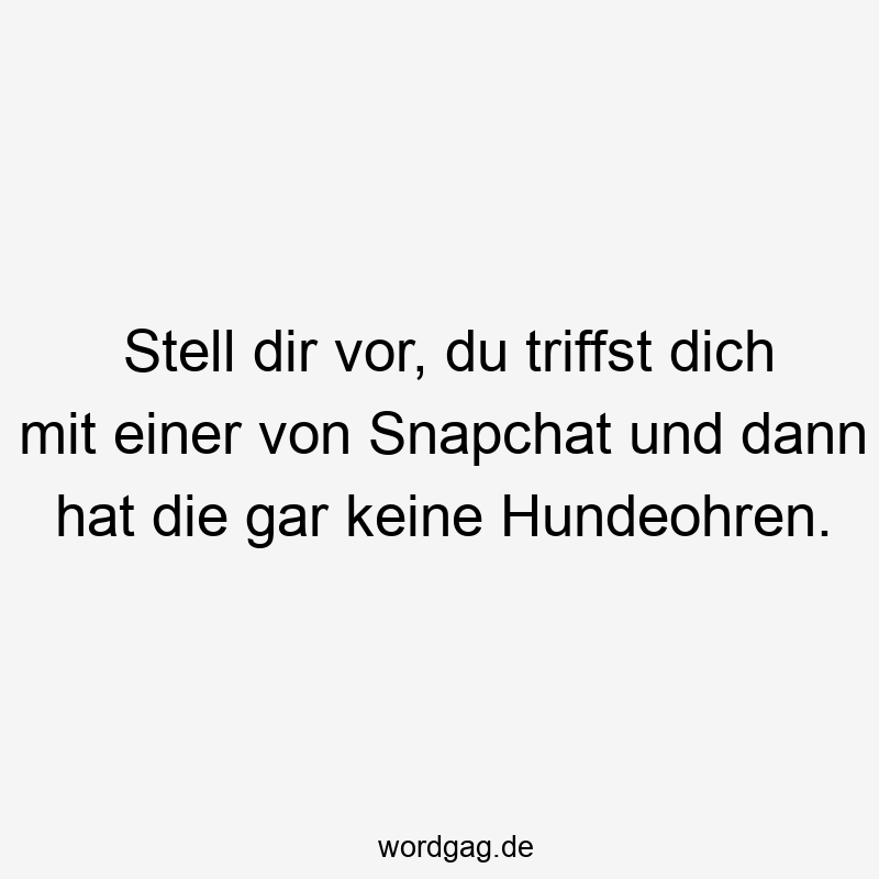 Stell dir vor, du triffst dich mit einer von Snapchat und dann hat die gar keine Hundeohren.