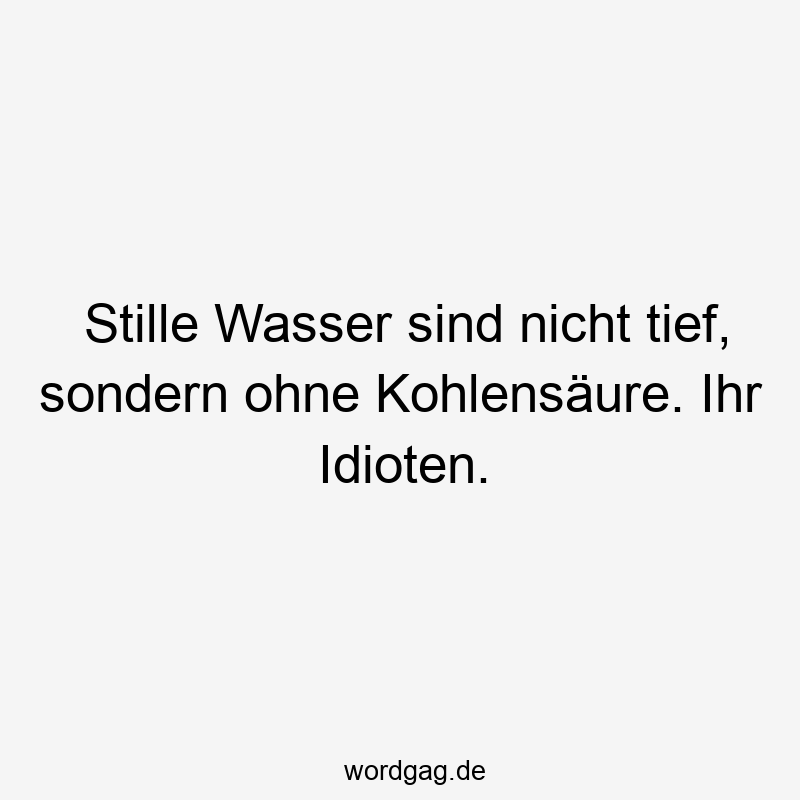Stille Wasser sind nicht tief, sondern ohne Kohlensäure. Ihr Idioten.