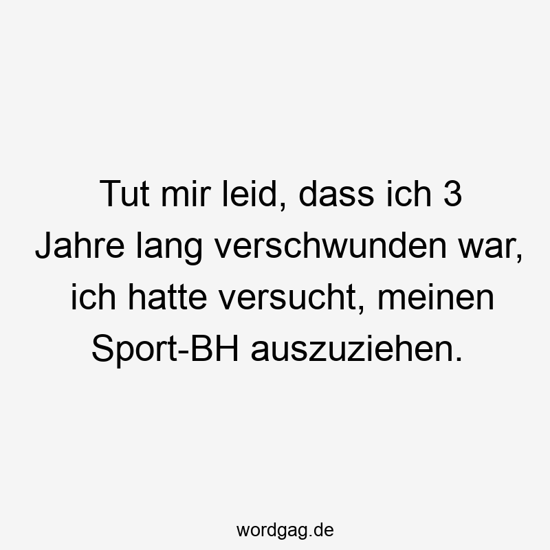 Tut mir leid, dass ich 3 Jahre lang verschwunden war, ich hatte versucht, meinen Sport-BH auszuziehen.