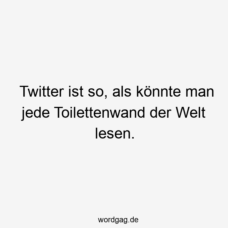 Twitter ist so, als könnte man jede Toilettenwand der Welt lesen.