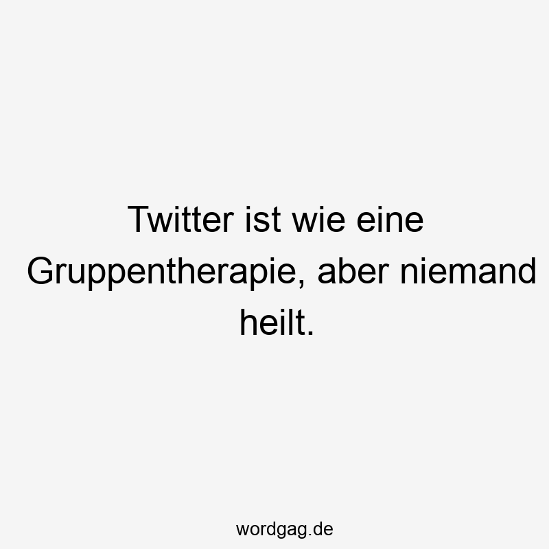 Twitter ist wie eine Gruppentherapie, aber niemand heilt.