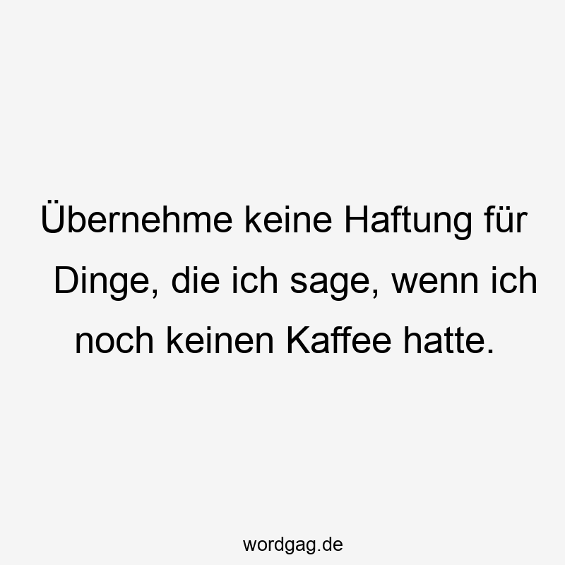 119 Lustige Müde Sprüche - Übernehme keine Haftung für Dinge, die ich sage, wenn ich noch keinen Kaffee hatte.