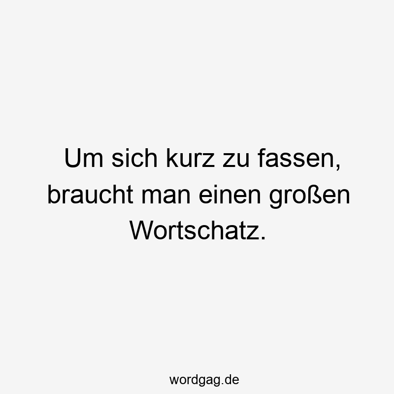 Lustige Wortschatz Sprüche - Um sich kurz zu fassen, braucht man einen großen Wortschatz.