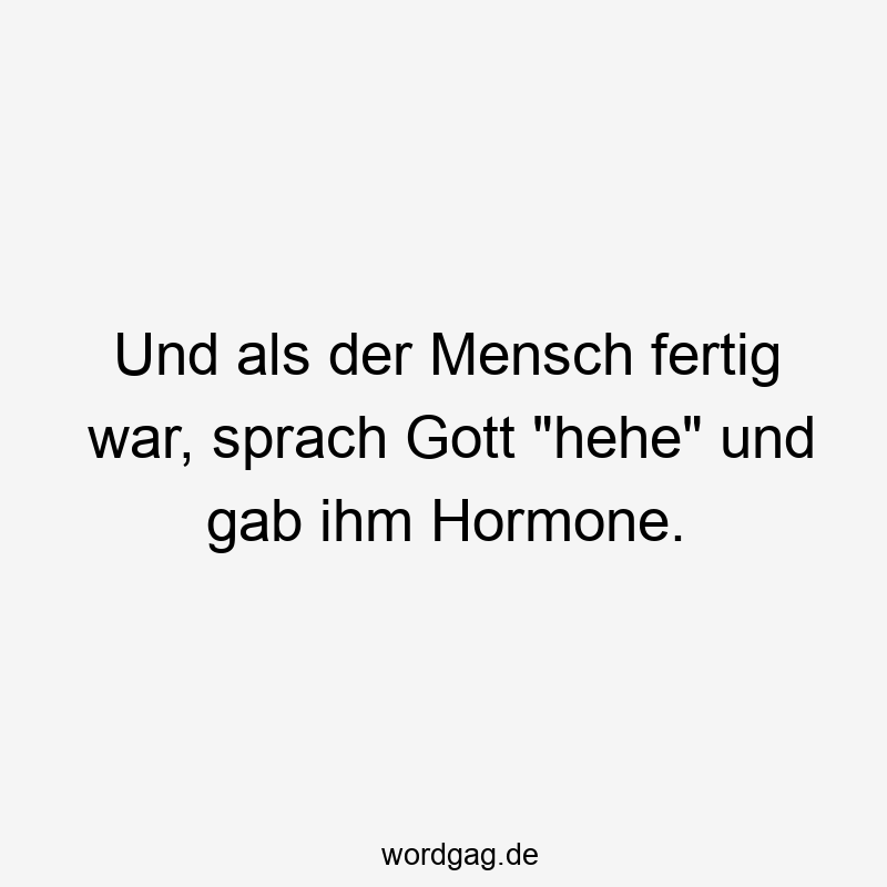 Und als der Mensch fertig war, sprach Gott „hehe“ und gab ihm Hormone.