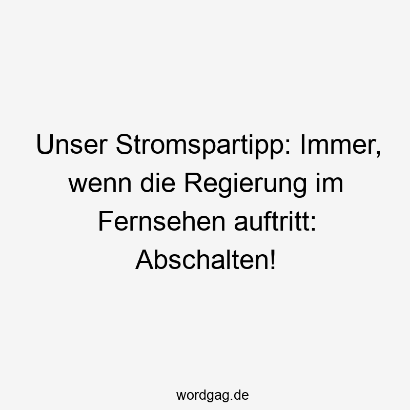 Unser Stromspartipp: Immer, wenn die Regierung im Fernsehen auftritt: Abschalten!