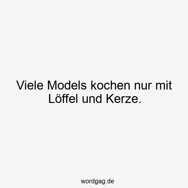 203 Lustige viele Sprüche - Viele Models kochen nur mit Löffel und Kerze.