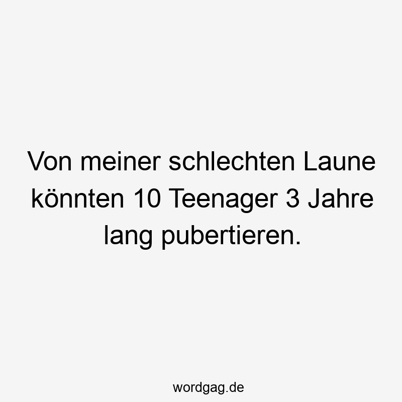 Von meiner schlechten Laune könnten 10 Teenager 3 Jahre lang pubertieren.