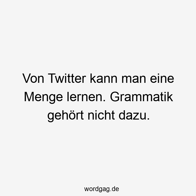 Von Twitter kann man eine Menge lernen. Grammatik gehört nicht dazu.