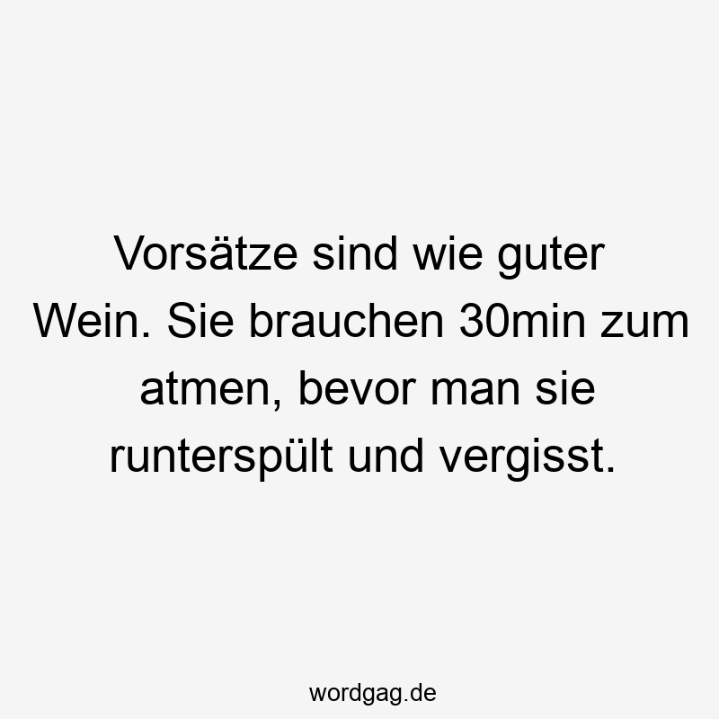 Vorsätze sind wie guter Wein. Sie brauchen 30min zum atmen, bevor man sie runterspült und vergisst.