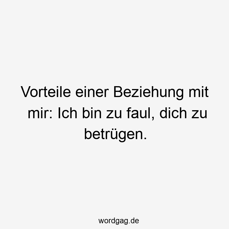 96 Lustige Faul Sprüche - Vorteile einer Beziehung mit mir: Ich bin zu faul, dich zu betrügen.